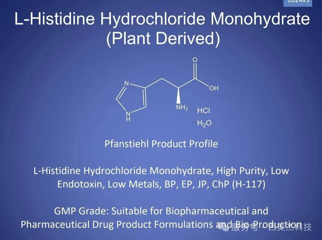 喜訊！Pfanstiehl 注射級鹽酸組氨酸 (H-117) CDE登記號已激活轉A！