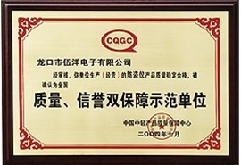 質(zhì)量、信譽(yù)雙保障示范單位