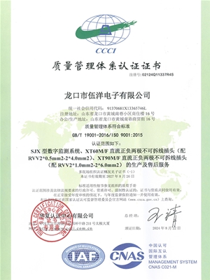 ISO:9001:2015質(zhì)量管理體系認(rèn)證證書